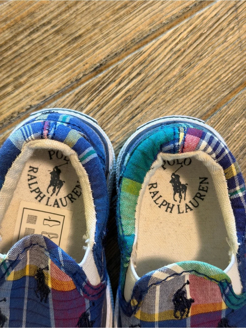 Polo Ralph Lauren Baby Shoes Size 2 Madras Plaid Pony Slip On Y2K